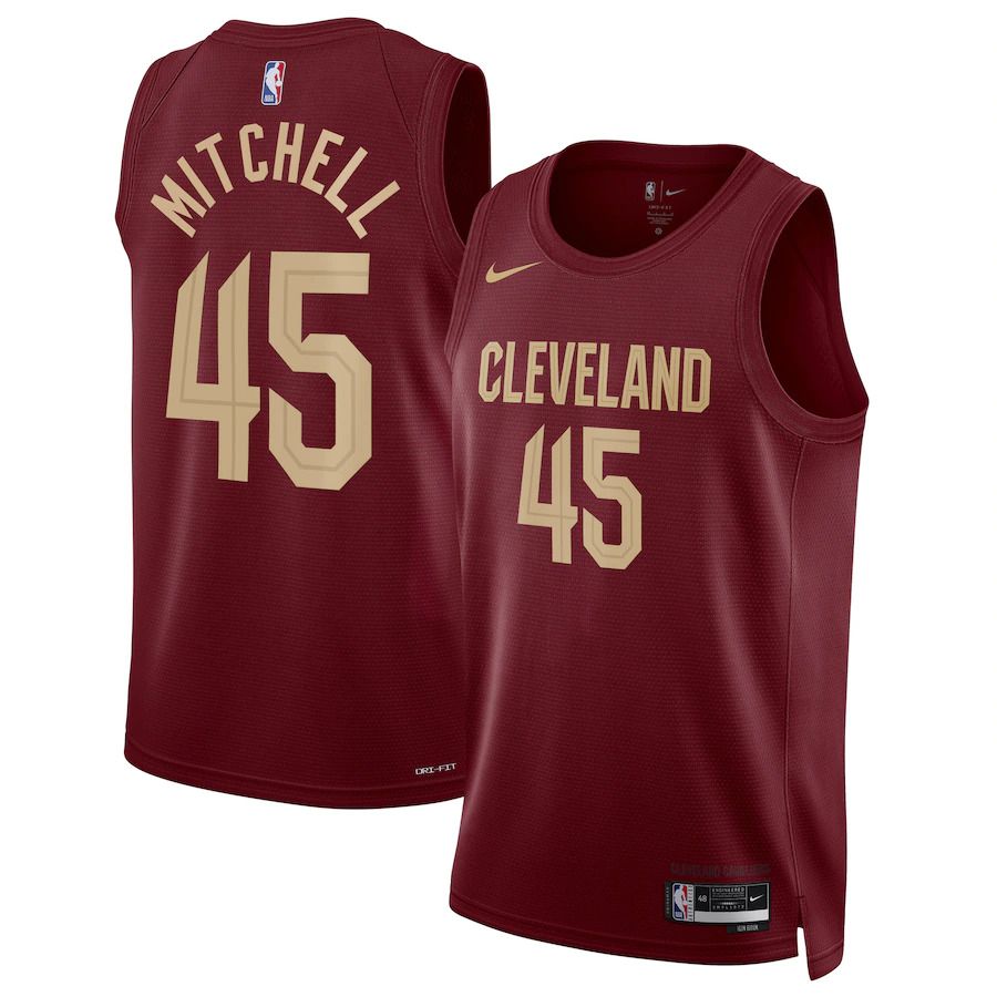 Men Cleveland Cavaliers 45 Donovan Mitchell Nike Burgundy 2022-23 Swingman NBA Jersey